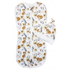 Евро пеленка кокон на молнии с шапочкой Лисички с цветочками (байка с молочным контуром) №39 (0 – 6 мес) Евро пеленка кокон на молнии с шапочкой Лисички с цветочками (байка с молочным контуром) №39 (0 – 6 мес)