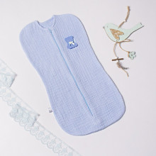 Евро пеленка кокон на змейке Муслиновый голубой №19 (0 – 3 мес)
