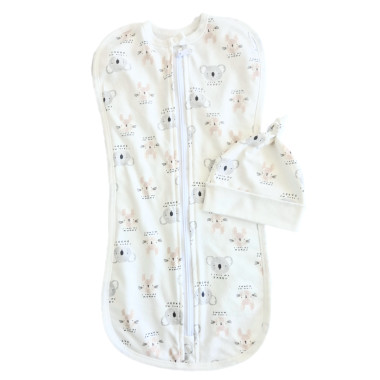 Евро пеленка кокон на молнии с шапочкой I Love со зверюшками (байка) №106 (0-6 мес)