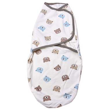 Евро пеленка кокон на липучках Мишки (байка) №11 (0-6 мес)