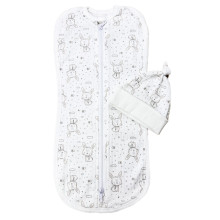 Евро пеленка кокон на молнии с шапочкой Молочный с зайчиками (интерлок) №20 (0-6 мес) Евро пеленка кокон на молнии с шапочкой Молочный с зайчиками (интерлок) №20 (0-6 мес)