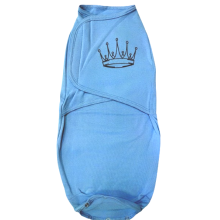 Евро пеленка кокон на липучках Короны голубые (байка) №44 (0-6 мес)