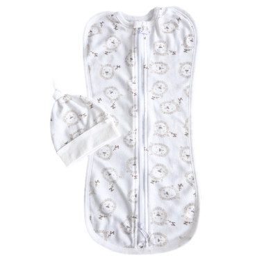 Евро пеленка кокон на молнии с шапочкой Львенок (байка) №74 (0-6 мес)