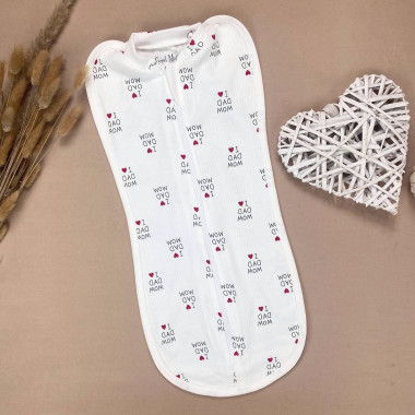 Евро пеленка кокон на молнии I love mom and dad (интерлок) №104 (0-6 мес)