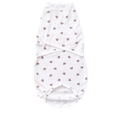 Евро пеленка кокон на липучках Молочный с сердечками (байка) №111 (0-6 мес)