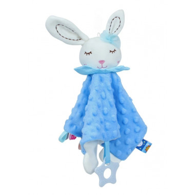 Игрушка-комфортер с прорезывателем Зайка голубой