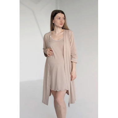 Комплект халат и рубашка в роддом Песочный M