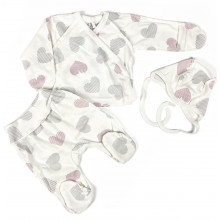Комплект 3 ед. RoyalBaby Розовые сердечки р.56, 0-3 мес Комплект 3 ед. RoyalBaby Розовые сердечки р.56, 0-3 мес