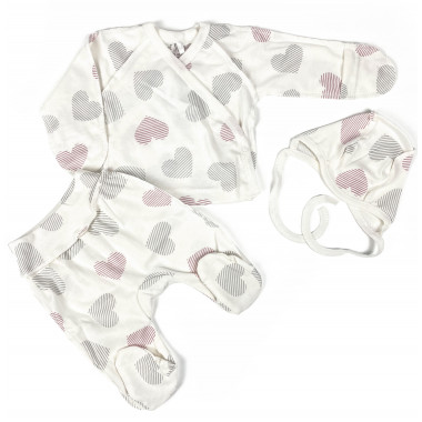 Комплект 3 ед. RoyalBaby Розовые сердечки р.56, 0-3 мес