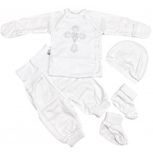 Комплект на крещение 4 ед. Таинство Крещения Белый р.56, 0-3 мес