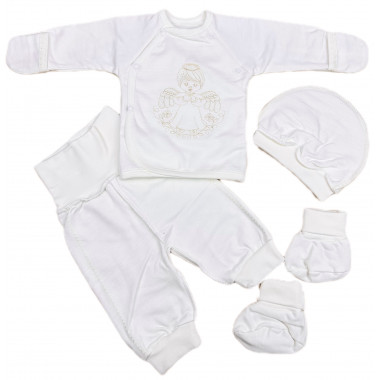 Комплект на крещение 4 ед. Святой Ангел-хранитель (байка) р.56, 0-3 мес