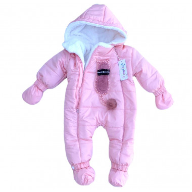 Комбинезон зимний (синтепон) RoyalBaby №6 Розовый с котом р.68, 3-9 мес