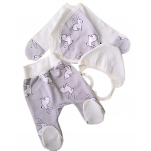 Комплект 3 ед. RoyalBaby Серо-молочный с кроликами (байка) р.56