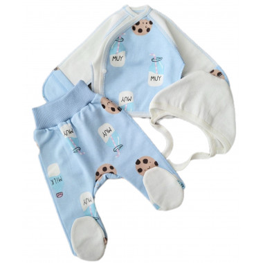 Комплект 3 ед. RoyalBaby Голубой с молочком и печеньем (байка) р.56