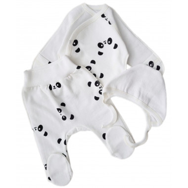 Комплект 3 ед. RoyalBaby Молочный с пандами (байка) р.56