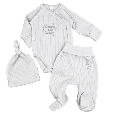 Комплект 3 ед. RoyalBaby Серый Welcome to the World (интерлок) р.56