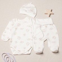 Комплект 3 ед. RoyalBaby Ёжики с боди, молочный (байка) р.56 Комплект 3 ед. RoyalBaby Ёжики с боди, молочный (байка) р.56