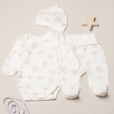 Комплект 3 ед. RoyalBaby Ёжики с боди, молочный (байка) р.62