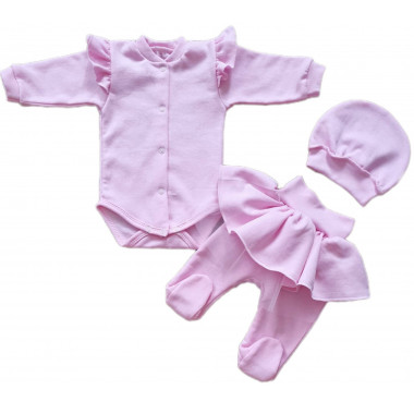 Комплект 3 ед. RoyalBaby Розовый с фатином (байка) р.68, 3-9 мес