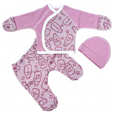 Комплект 3 ед. RoyalBaby Розовый I Love Milk (интерлок) р.56, 0-3 мес