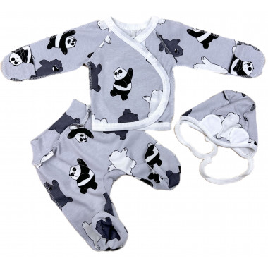 Комплект 3 ед. RoyalBaby Панды (интерлок) р.56, 0-3 мес