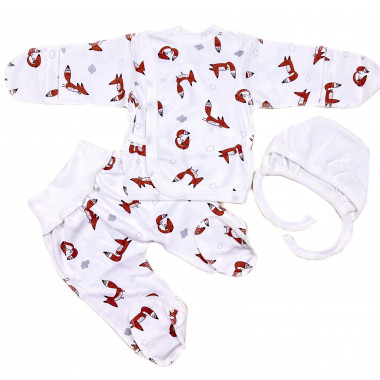 Комплект 3 ед. RoyalBaby Лисички (интерлок) р.56, 0-3 мес