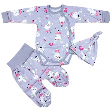 Комплект 3 ед. RoyalBaby Милый Зайчонок (интерлок) р.56, 0-3 мес