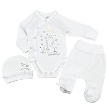 Комплект 3 ед. RoyalBaby Зайчик с зайчиком, молочный (ажур) р.56 Комплект 3 ед. RoyalBaby Зайчик с зайчиком, молочный (ажур) р.56