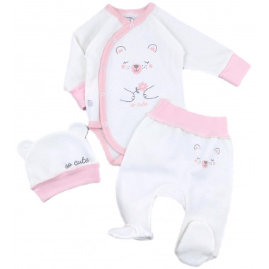 Комплект 3 ед. RoyalBaby Мишка с цветочком (байка) р.62, 0-6 мес