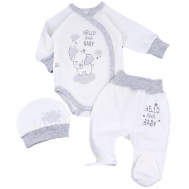 Комплект 3 ед. RoyalBaby Привет, малыш! молочный (байка) р.56, 0-3 мес