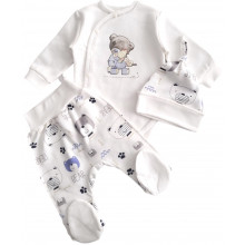 Комплект 3 ед. RoyalBaby Мишка с игрушками (байка) р.56, 0-3 мес