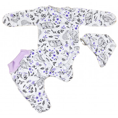 Комплект 3 ед. RoyalBab Оленятка в цветочках (кулир) р.56, 0-3 мес