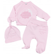 Комплект 3 ед. RoyalBaby Мое маленькое солнышко, розовый (интерлок) р.56, 0-3 мес Комплект 3 ед. RoyalBaby Мое маленькое солнышко, розовый (интерлок) р.56, 0-3 мес