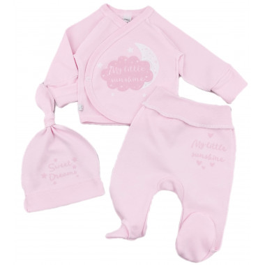 Комплект 3 ед. RoyalBaby Мое маленькое солнышко, розовый (интерлок) р.56, 0-3 мес