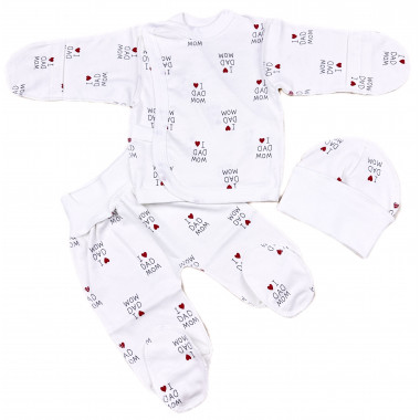 Комплект 3 ед. RoyalBaby Я люблю папу и маму р.56, 0-3 мес