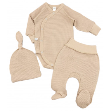 Комплект 3 ед. RoyalBaby Вафелька с боди, бежевый р.56, 0-3 мес