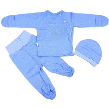 Комплект 3 ед. RoyalBaby Ажур Синий с собачкой р.62