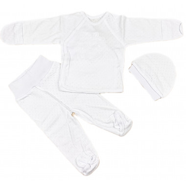 Комплект 3 ед. RoyalBaby Ажур Белый с зайкой р.62