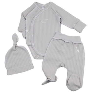 Комплект 3 ед. RoyalBaby Mom & Dad loves Me, серый (интерлок) р.56