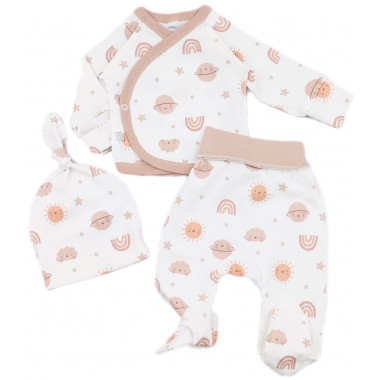 Комплект 3 ед. RoyalBaby Солнышко с тучками (интерлок) р.56, 0-3 мес