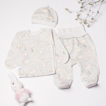 Комплект 3 ед. RoyalBaby Серый с зайками (байка) р.56