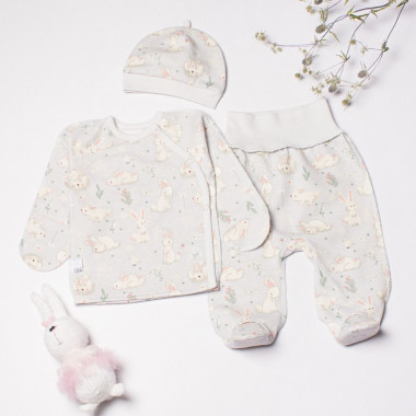 Комплект 3 ед. RoyalBaby Серый с зайками (байка) р.62