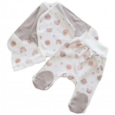Комплект 3 ед. RoyalBaby Серо-бежевый из солнышком (интерлок) р.56