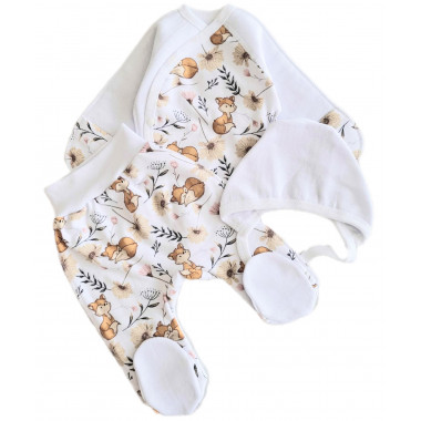 Комплект 3 ед. RoyalBaby Лисички с цветочками (байка) р.56