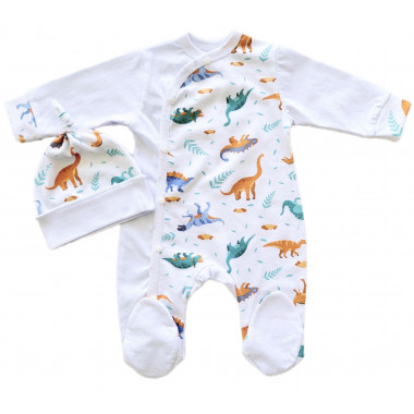 Человечек с шапочкой RoyalBaby Динозаврики р.62, 0-6 мес