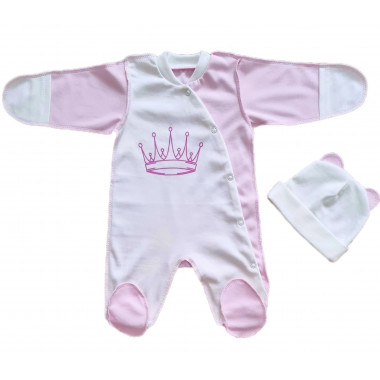 Человечек с шапочкой RoyalBaby Короны (Розовый) р.62 - 0-6 мес.