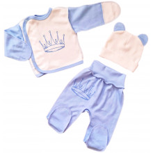 Комплект 3 ед. RoyalBaby Короны (Голубой) р.56, 0-3 мес