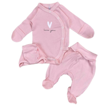 Комплект 3 ед. RoyalBaby Розовый Love You (интерлок) р.56