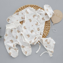 Комплект 3 ед. RoyalBaby Коала в розовый цветочек с боди (рубчик) р.56, 0-3 мес
