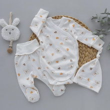 Комплект 3 ед. RoyalBaby Мишка в сердечках с боди (интерлок) р.56, 0-3 мес